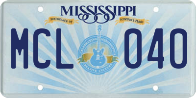 MS license plate MCL040