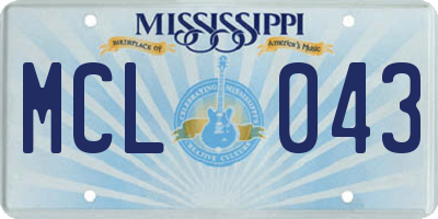 MS license plate MCL043