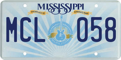 MS license plate MCL058