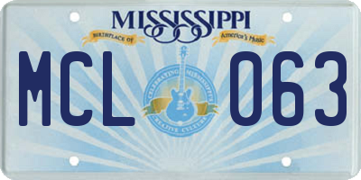 MS license plate MCL063