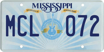 MS license plate MCL072