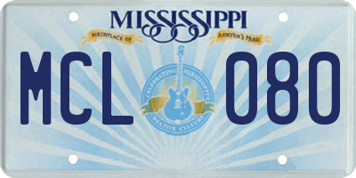 MS license plate MCL080