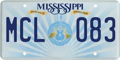 MS license plate MCL083