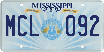 MS license plate MCL092