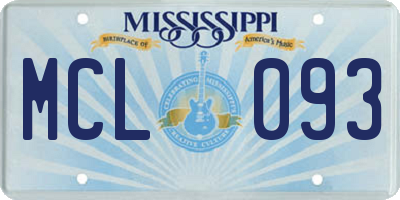 MS license plate MCL093