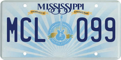 MS license plate MCL099