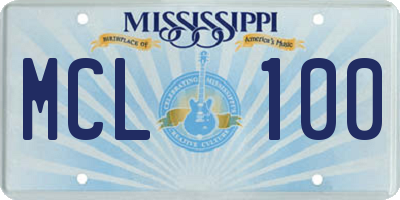 MS license plate MCL100