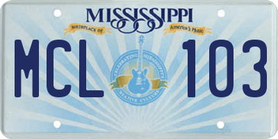 MS license plate MCL103