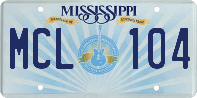 MS license plate MCL104