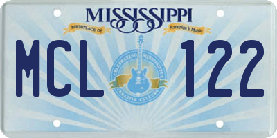 MS license plate MCL122