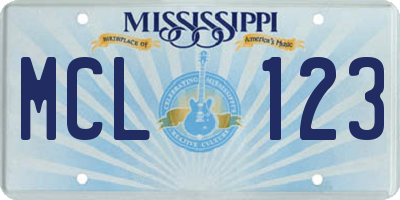 MS license plate MCL123