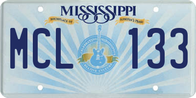 MS license plate MCL133