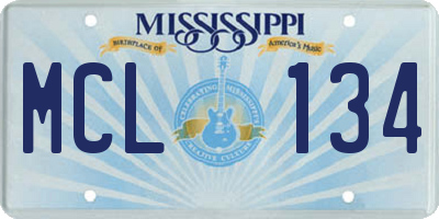 MS license plate MCL134