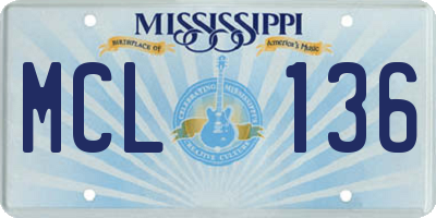 MS license plate MCL136