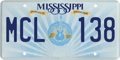 MS license plate MCL138