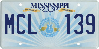MS license plate MCL139