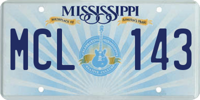 MS license plate MCL143