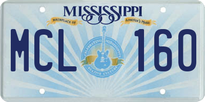 MS license plate MCL160