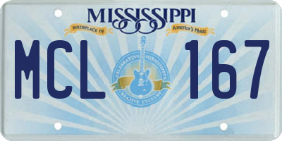 MS license plate MCL167