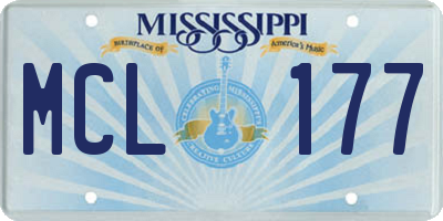 MS license plate MCL177
