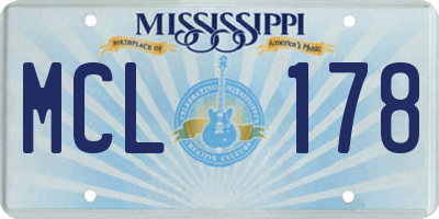 MS license plate MCL178