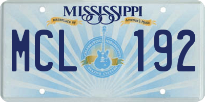 MS license plate MCL192