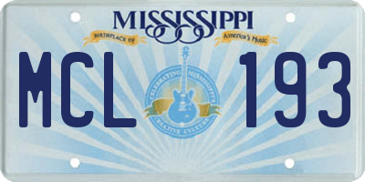 MS license plate MCL193