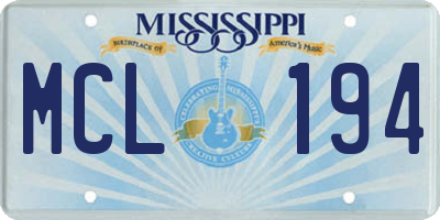 MS license plate MCL194