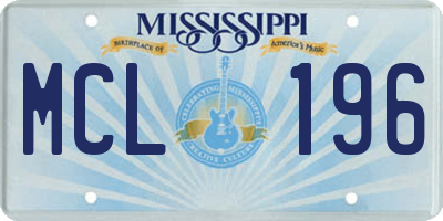 MS license plate MCL196