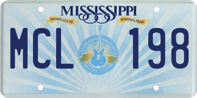 MS license plate MCL198
