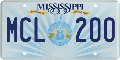 MS license plate MCL200