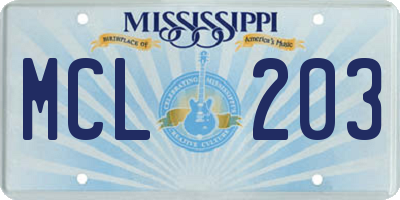 MS license plate MCL203