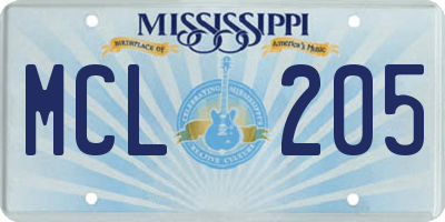 MS license plate MCL205