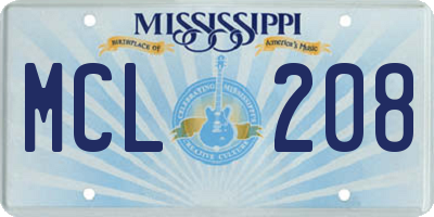 MS license plate MCL208