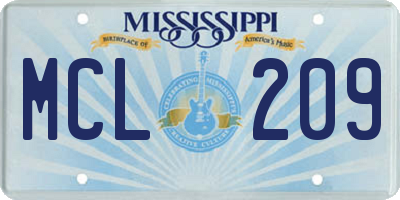 MS license plate MCL209