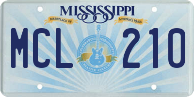 MS license plate MCL210