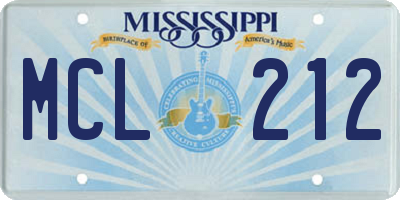 MS license plate MCL212