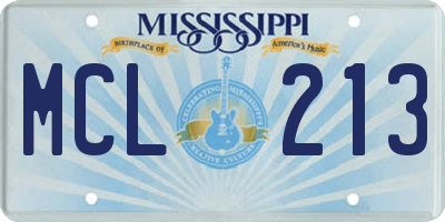 MS license plate MCL213