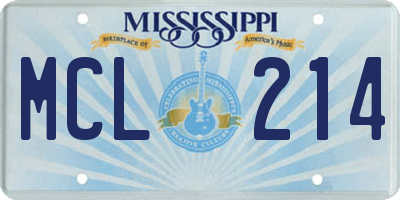 MS license plate MCL214