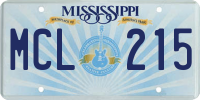 MS license plate MCL215