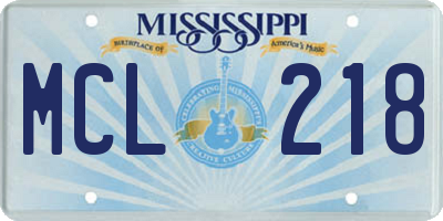 MS license plate MCL218