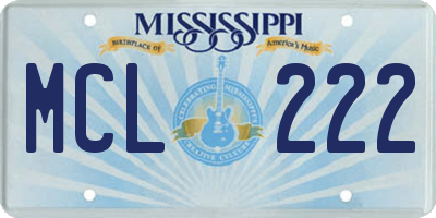 MS license plate MCL222