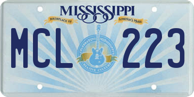 MS license plate MCL223