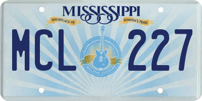 MS license plate MCL227