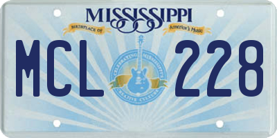 MS license plate MCL228