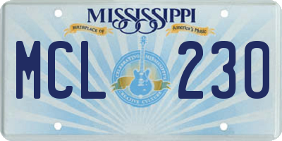 MS license plate MCL230