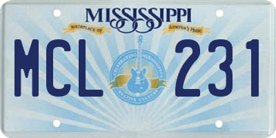 MS license plate MCL231