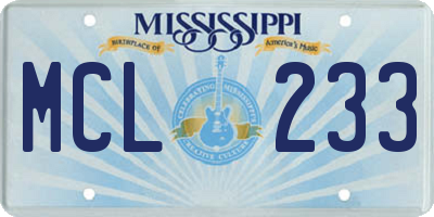 MS license plate MCL233