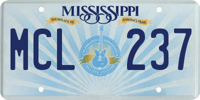 MS license plate MCL237