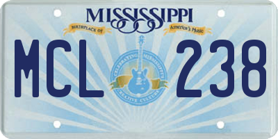 MS license plate MCL238